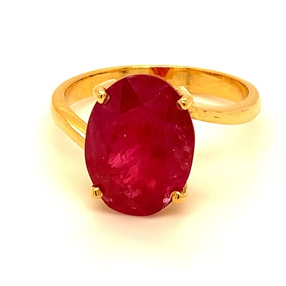 GIA Longido Ruby 6.21ct Solid 18K Yellow Gold Ring - Picture 1 of 10